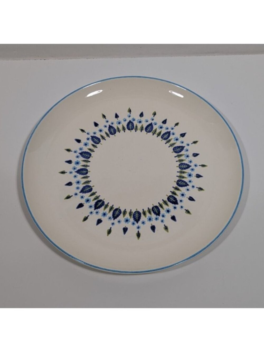 Marcrest Stetson Swiss Alpine Chalet Platter Blue Floral Leaf Design Ovenproof 1